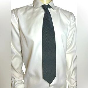 Giorgio Armani Black & Gray Dotted Silk Necktie Perfect Condition Made in Italy